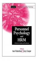 Personnel Psychology and Human Resources Management - Cary L. Cooper 