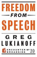 Freedom from Speech - Greg Lukianoff 